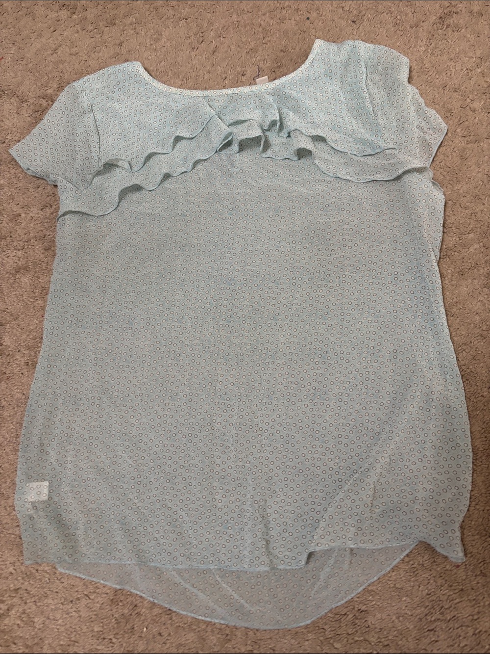 LOFT Light Blue Eyelet Ruffle Blouse